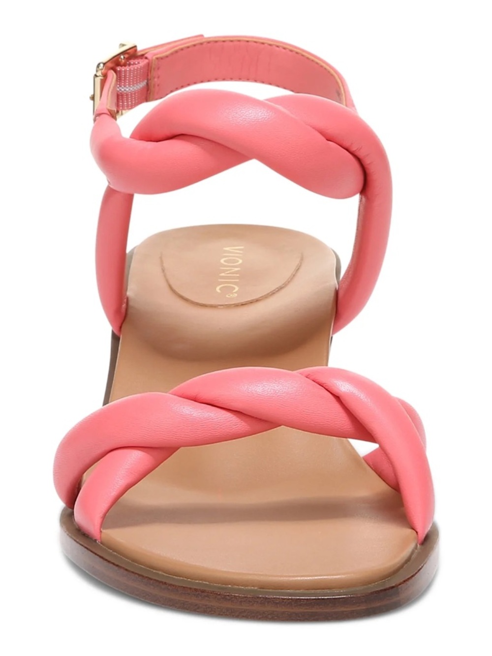 Vionic Freesia Angelica Women’s Puffy Strap Heel Sandals Size 8M pink Leather